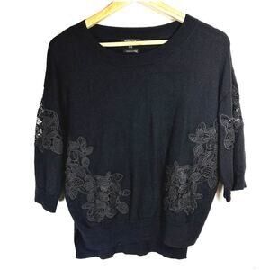 MOSSIMO DUTTI Vintage wool blend lace cutout blouse whimsigoth fairy grunge S